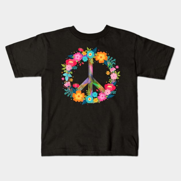 Peace Love Hippie Costume Tie Die 60s 70s Kids T-Shirt by jordanfaulkner02